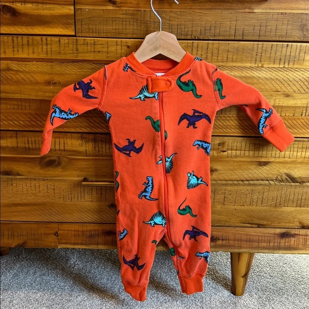 Hanna Andersson Orange Dinosaur Print Kids One Piece
